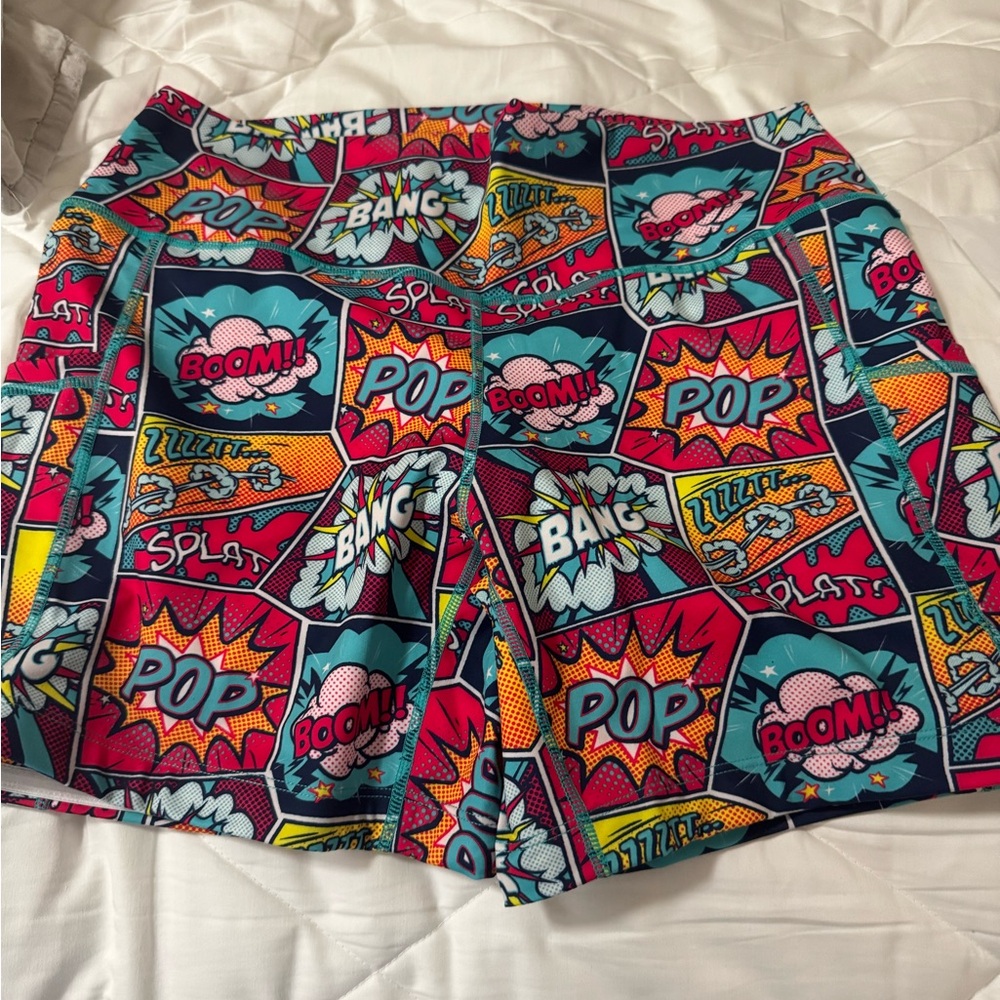 Colorful Comic Print Shorts
